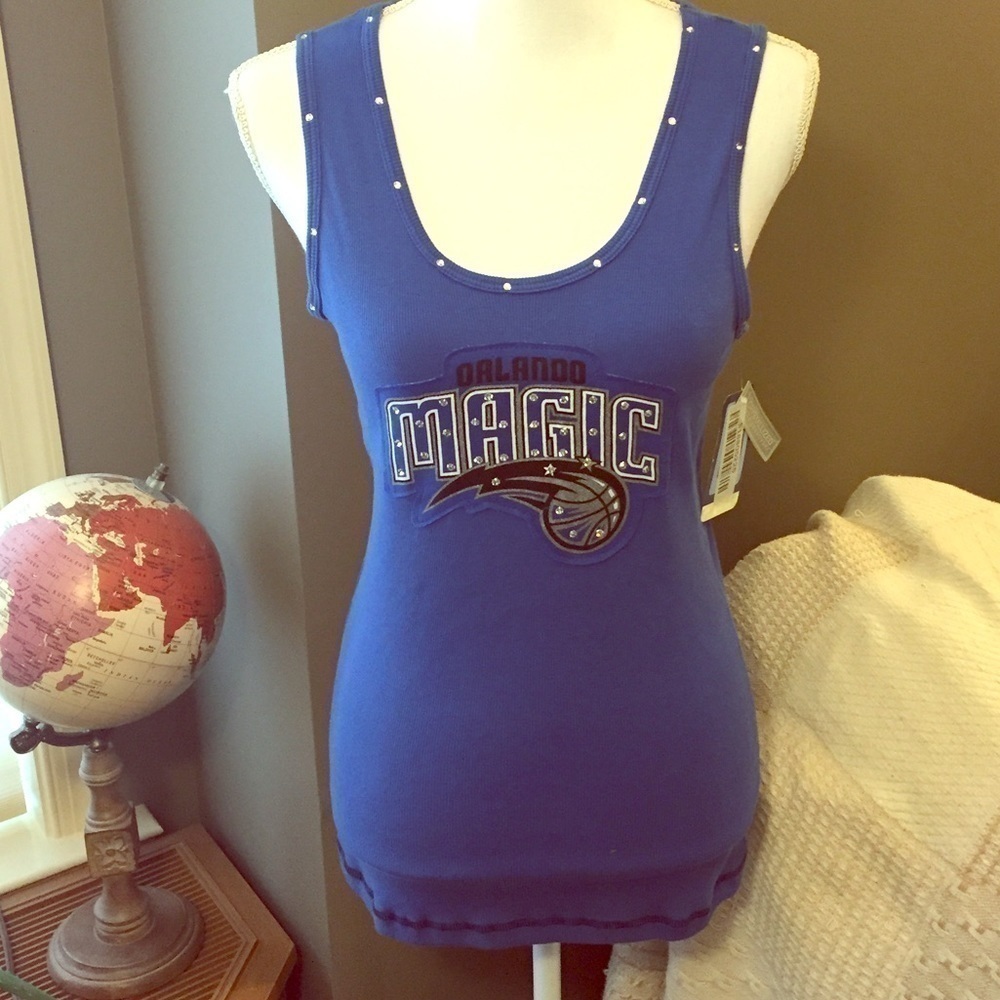 Orlando Magic Majestic Swarovski Crystal Tank NWT XL Blue Top Sleeveless